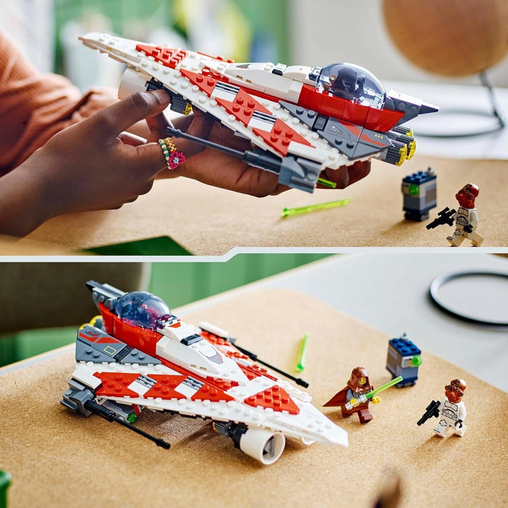 LEGO Star Wars Jedi Bob's Starfighter, jucărie de construit, cărămizi de jucărie pentru navă stelară, personaj popular, cadou de ziua de naștere pentru băieți, fete și toți fanii cu vârsta peste 8 ani 75388