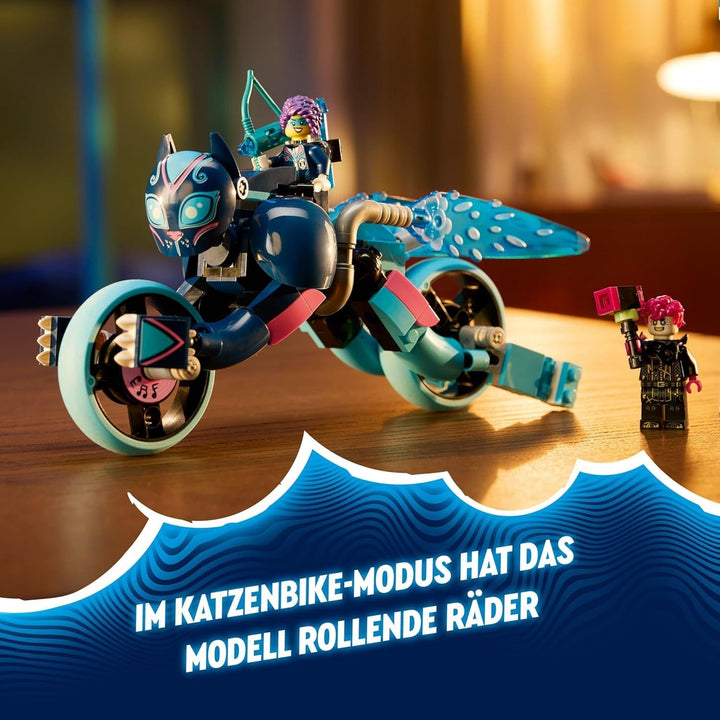 Motocicleta pisicii lui Zoey LEGO Dreamzzz 2 în 1, cadou pentru copii cu vârsta peste 7 ani, figurină de animale de reconstruit, motocicletă de jucărie, set de joacă fantezie pentru băieți și fete 71479