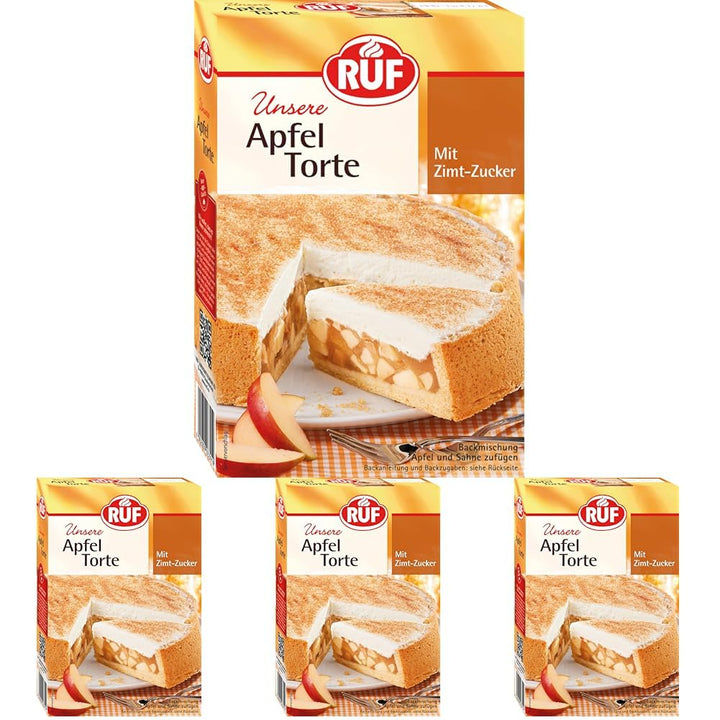 RUF Apfeltorte, Backmischung Für Eine Apfel-Torte Mit Sahne-Creme Und Zimt-Zucker, Apfel-Zimt-Torte, Vegan