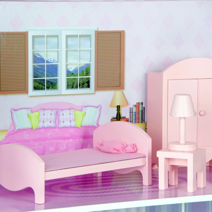 Olivia's Small World Giant Dollhouse, casă mare de păpuși din lemn cu mobilier și accesorii, casă de păpuși cu 3 etaje pentru copii, casă de păpuși pentru păpuși de 12", 3 ani +