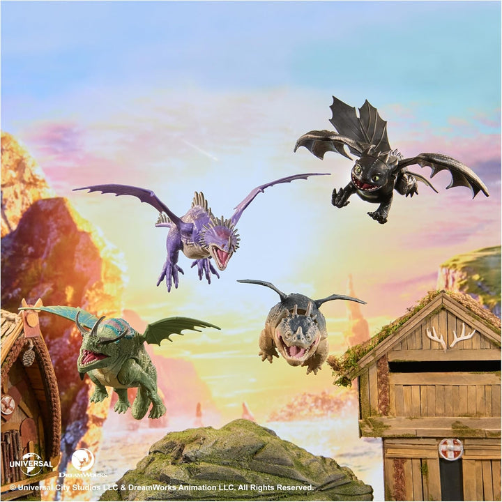 Dreamworks How to Train Your Dragon, 22cm lungime dragon de bază figura Toothless, jucărie pentru copii cu vârsta de 4+