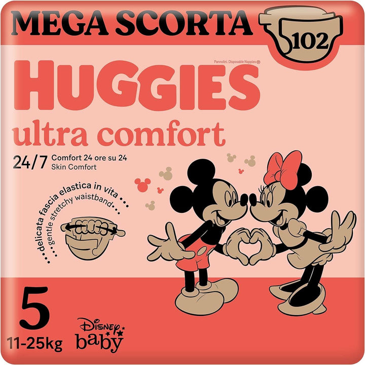 Huggies Ultra Comfort, scutece mărimea 4 (7-18 kg), design Disney, pachet de depozitare