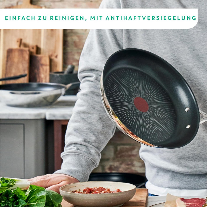 Tefal Jamie Oliver Cook'S Direct on Bratpfanne 28 Cm, Antihaft, Induktionstauglich, Backofenfest, Edelstahl, Genieteter Griff, E3040644