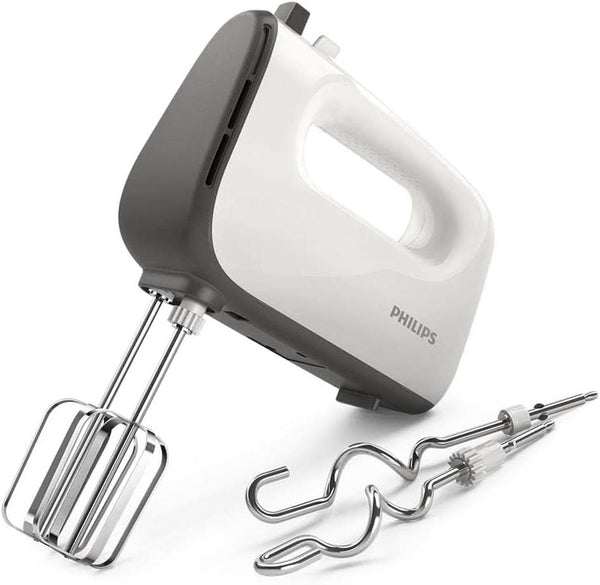 Philips Handmixer, 450 W, 5 Geschwindigkeiten plus Turbo, Weiß/Grau (HR3741/00)