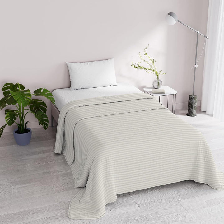 Cuvertură de vară Satin Stripes, poliester, crem, 260X250 Cm