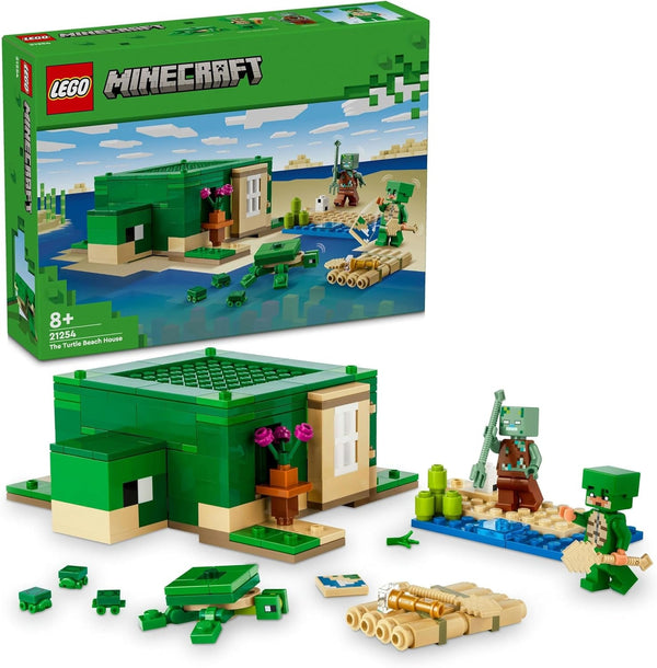 LEGO Minecraft The Turtle Beach House, casă de jucărie cu accesorii pentru fete și băieți de la 8 ani, set cu animale și personaje din jocul video, cadou pentru gameri 21254