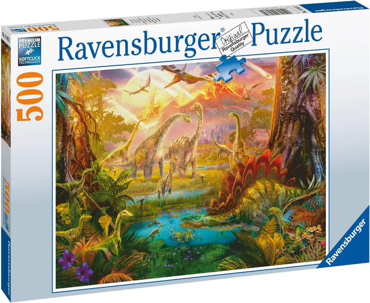 Ravensburger Puzzle 16983 - Dinoland - puzzle jigsaw 500 piese pentru adulți și copii de peste 10 ani, puzzle cu motiv dinozaur