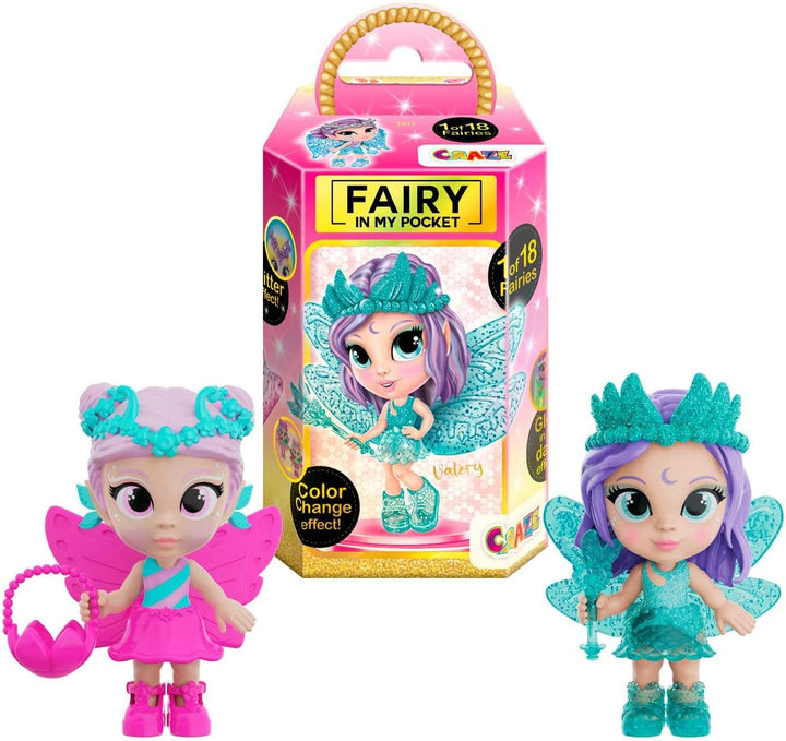 CRAZE Fairy in My Pocket | Păpușă zână cu aripi, jucărie zână de colecționat cu efecte speciale precum sclipici, strălucire în întuneric și schimbare de culoare