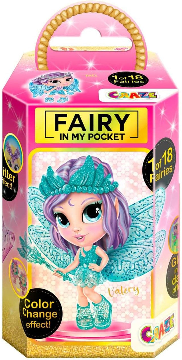 CRAZE Fairy in My Pocket | Păpușă zână cu aripi, jucărie zână de colecționat cu efecte speciale precum sclipici, strălucire în întuneric și schimbare de culoare