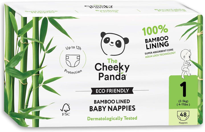 The Cheeky Panda - Baby Windeln Aus Bambus - Größe 2 (3-8Kg) - 44 Windeln - Bis Zu 12 Stunden Auslaufschutz - Nachhaltige Babywindeln Mit Super Saugfähigem Kern - Für Empfindliche Babyhaut