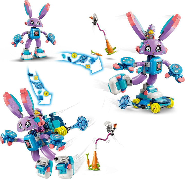 LEGO Dreamzzz Izzie and Bunchurro The Gaming Bunny, jucărie pentru copii 7+, set de joacă 2 în 1 cu Hero Minifigure și Cyberling pentru o experiență de joacă imaginativă 71490