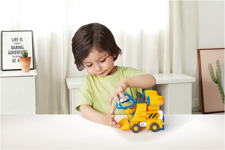 Super Wings EU750322 - Transforming New Robot Suit Donnie, Aprox. 23 cm figurină mare pentru copii, avion de jucărie transformabil și figurină robot, galben