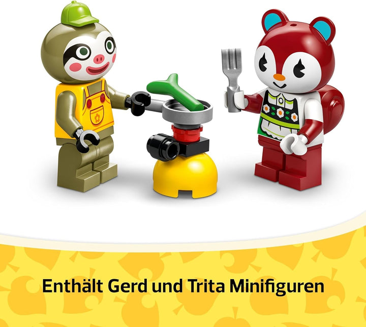 LEGO Animal Crossing Gerd's Caravan & Garden, set pentru jocuri de rol, mașină de jucărie pentru copii, cadou pentru fete și băieți de la 7 ani, jucărie pentru jocuri video cu figurine de animale 77054