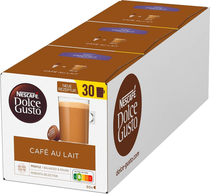 NESCAFÉ DOLCE GUSTO Krups KP243B Aparat de cafea cu capsule Genio S, 15 bari, ultra compact, presiune ridicată, peste 30 de creații de cafea, dimensiune selectabilă a băuturii, oprire automată, antracit cu Café Au Lait