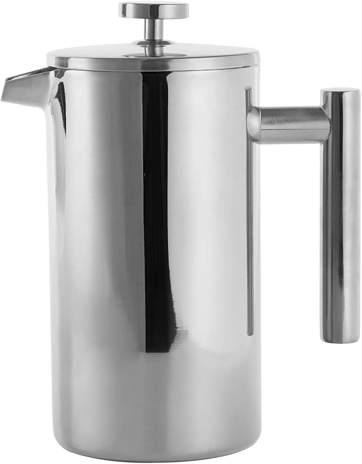 ECHTWERK Presă franceză din oțel inoxidabil, presă de cafea termoizolată cu pereți dubli, filtru de cafea cu filtru de presă pentru acasă, camping și birou, Black Edition, 800 Ml