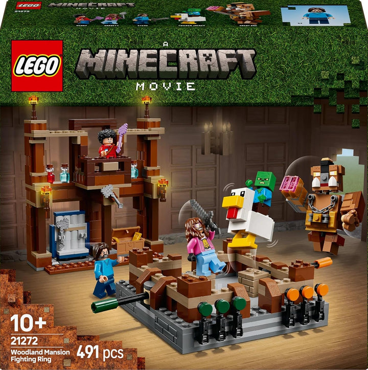 LEGO Minecraft Forest Manor cu ring de box - set pentru gameri cu zombie și Oberborst - jucărie de construcție interactivă cu echipamente și piste - cadou pentru băieți și fete 10+ - 21272