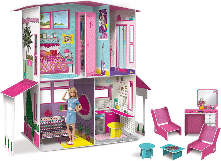Lisciani - BARBIE Dollhouse - Barbie Dream Villa On Two Floors - 3D House To Build, Decorate And Design - Creative Craft And Construction Toy For Children 4 Years And Up