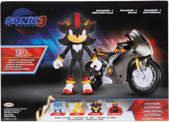 Sonic 3 The Movie Shadow Figure, 15 Cm, Movable, Inclusiv Shadow Mobile de la Jakks Pacific, Acoustic, Negru