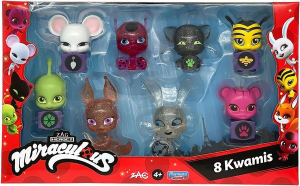 Bandai - Miraculous - Pachet de 8 Kwamis - Colecția de mini figurine Miraculous - Joc Miraculous Box Set de 8 Kwamis - Little Sweet Miraculous Ladybug Figures - Jucării de la 4 ani - P50532