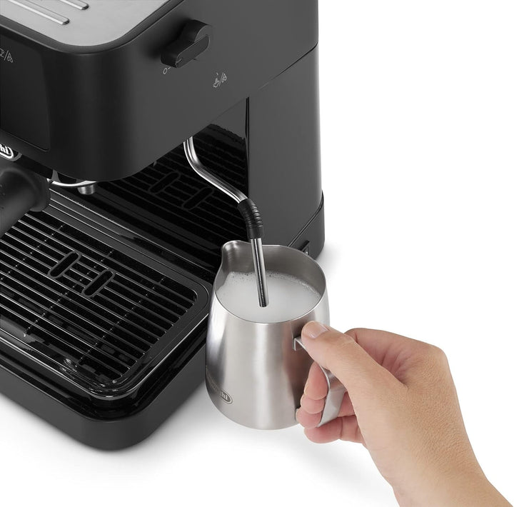 De'Longhi Stilosa EC 235.BK - Mașină espresso tradițională cu portafilter, mașină espresso cu spumă de lapte manuală, pentru pulbere espresso, rezervor de apă de 1 litru, negru, 1100 W