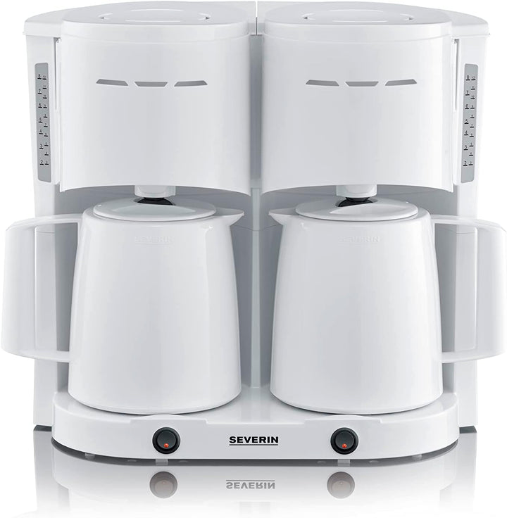 SEVERIN Duo filtru de cafea cu ulcior termo, filtru de cafea pentru până la 16 cești, filtru de cafea atractiv cu 2 ulcioare cu vid, negru, KA 9315
