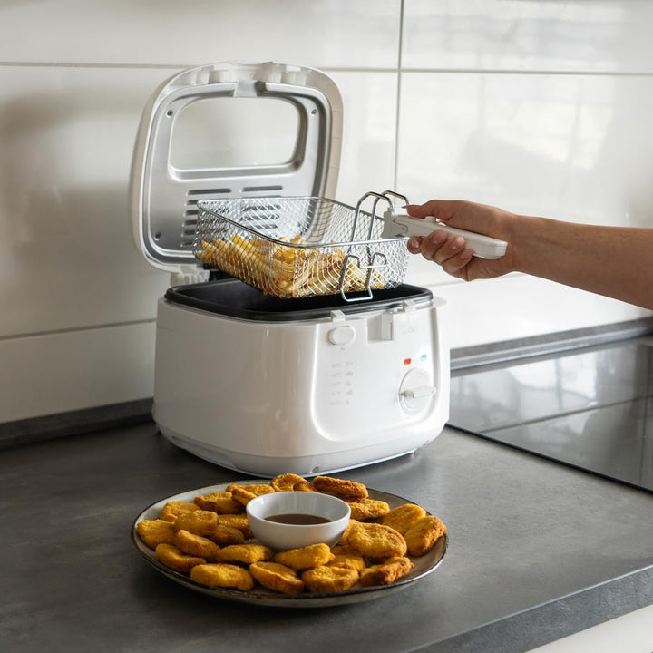 Clatronic® Fritteuse Mit 2,5L Kapazität | Friteuse Mit Fett | Friteuse Öl Mit Geruchs- Und Fettdunstfilter & Antihaft-Ölbehälter | Stufenlos Regelbarer Thermostat | Fritteuse Mit Öl - FR 3771