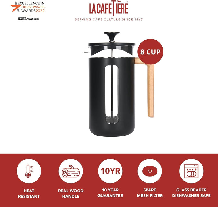 La Cafetière Pisa filtru de cafea din oțel inoxidabil, 8 cești, negru, în cutie cadou