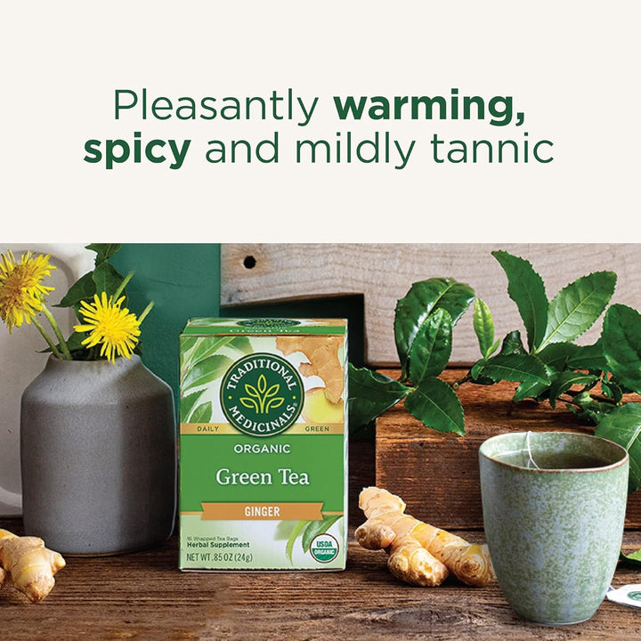Tea, Organic Green Tea Ginger, Promotes Healthy Digestion, 16 Tea Bags Tea USA Naty Shop
