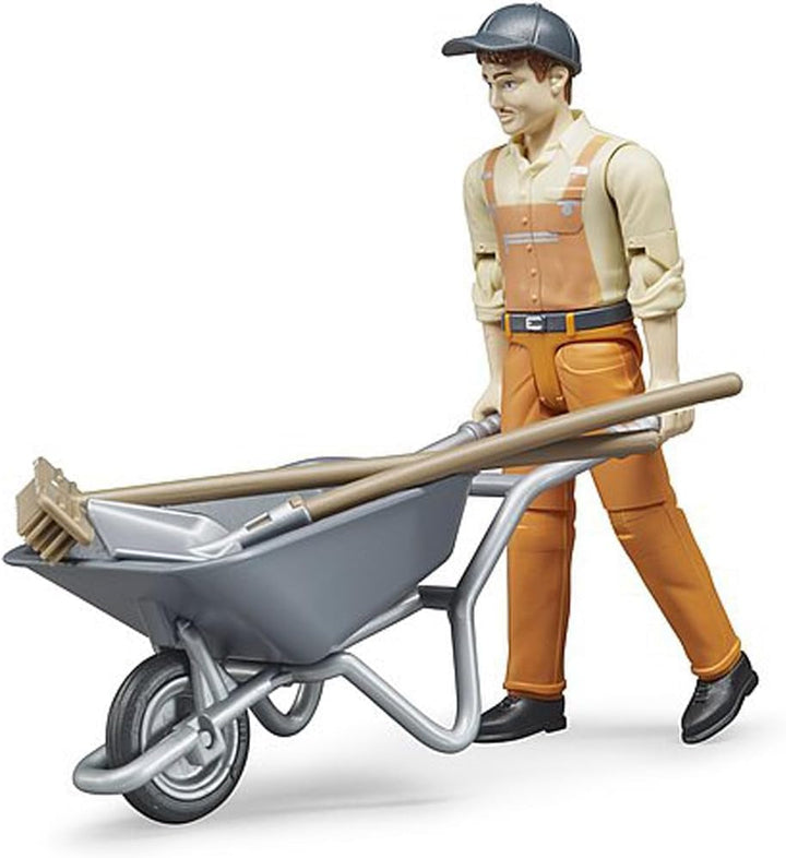 Bruder 62130 - Bworld figura set muncitor municipal - 1:16 scara jucărie figura, vehicul de construcții, muncitor în construcții, fermă, om