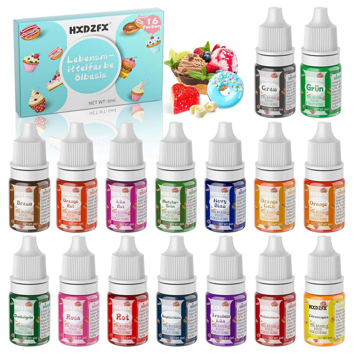 Lebensmittelfarbe – 20 Farben Hochkonzentriert Lebensmittelfarbe Flüssige Zum Tortendeko, Backen, Ostereierfarbe, Macaron, Fondant, Lebensmittel Farben Set Für Kochen, Airbrush, DIY Seifen - 6Ml