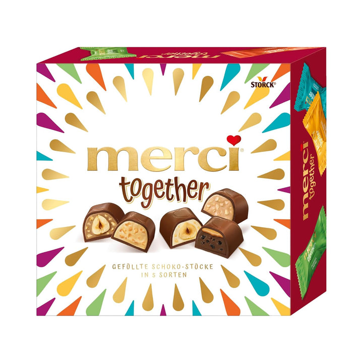 Merci Petits Chocolate Collection – 1 X 1000G – Mix Aus Nicht Gefüllten Und Gefüllten Schokoladen-Spezialitäten in Praktischer Runddose