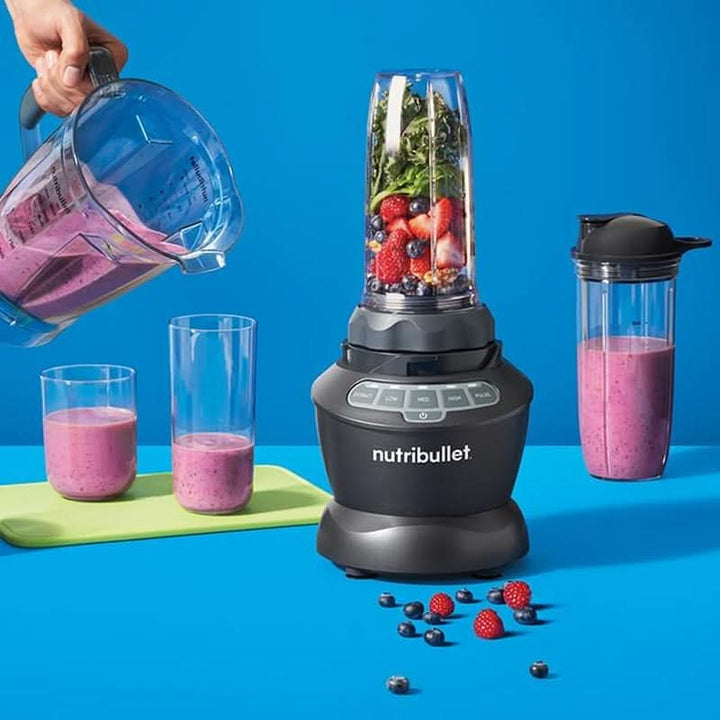 Nutribullet Full Size Blender, Elektrischer Mixer, Multifunktionaler Stabmixer, Professioneller Mixer, 1000 Watt Leistung, 1,6L Becher, Grau, NBF450DG