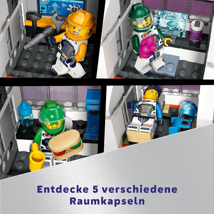 Stație spațială modulară LEGO City Space, model de navă spațială cu vehicule spațiale, cadou pentru copii, băieți și fete de la 7 ani, stație de cercetare modulară cu 6 figurine de astronauți 60433
