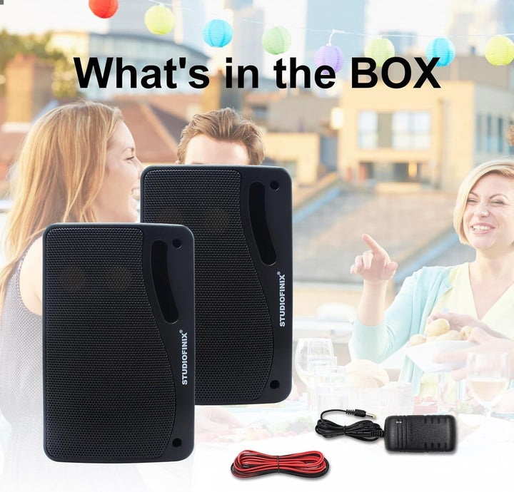 STUDIOFINIX Outdoor-Bluetooth-Lautsprecher -3,5 Zoll Paar 3-Wege 200W, Wandhalterung Wasserdicht Marine-Lautsprecher, Heavy Duty Grill, Geeignet Für Haus, Boot, Terrasse（Schwarz）