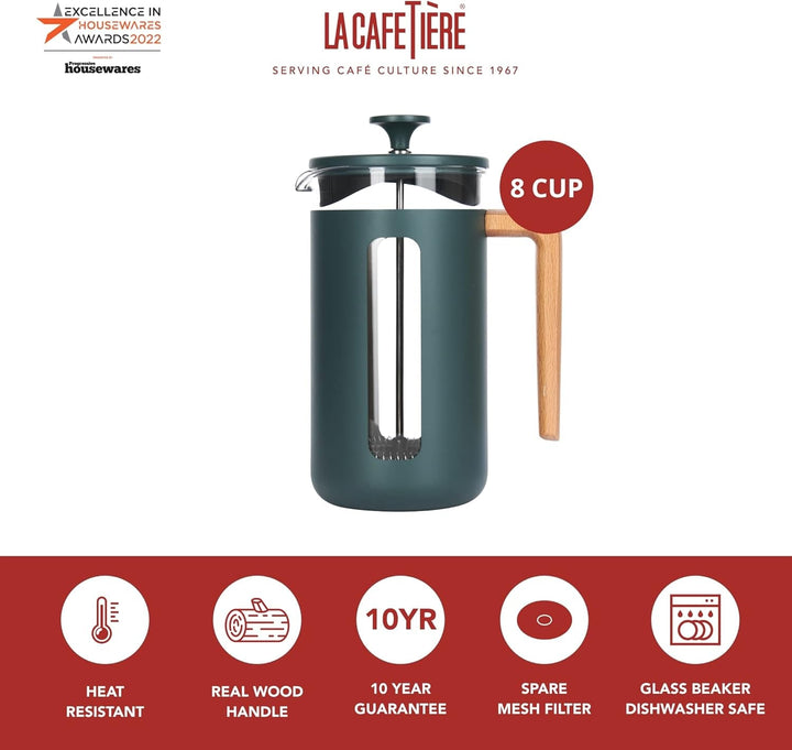 La Cafetière Pisa Cafetieră, oțel inoxidabil, 8 căni, verde, în cutie cadou, crem