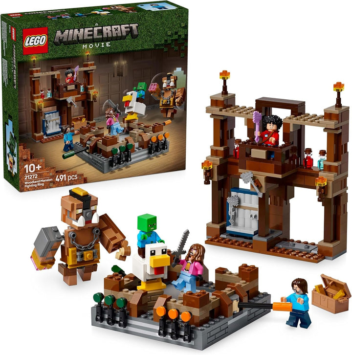 LEGO Minecraft Forest Manor cu ring de box - set pentru gameri cu zombie și Oberborst - jucărie de construcție interactivă cu echipamente și piste - cadou pentru băieți și fete 10+ - 21272