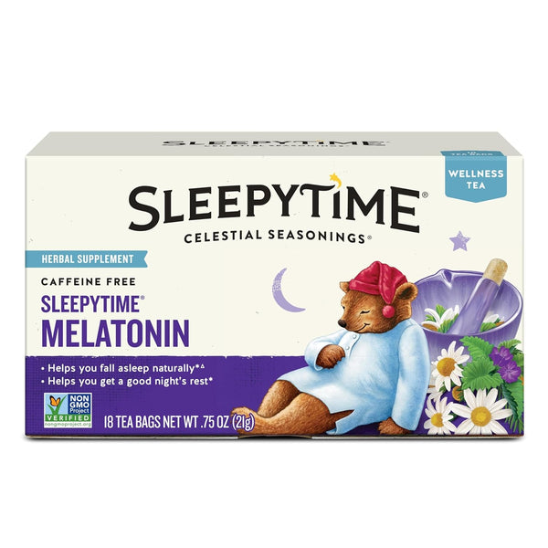 Sleepytime Wellness Tea plus Melatonin, Caffeine Free, 18 Tea Bags Box Tea USA Naty Shop Sleepytime Melatonin 18 Count (Pack Of 1)