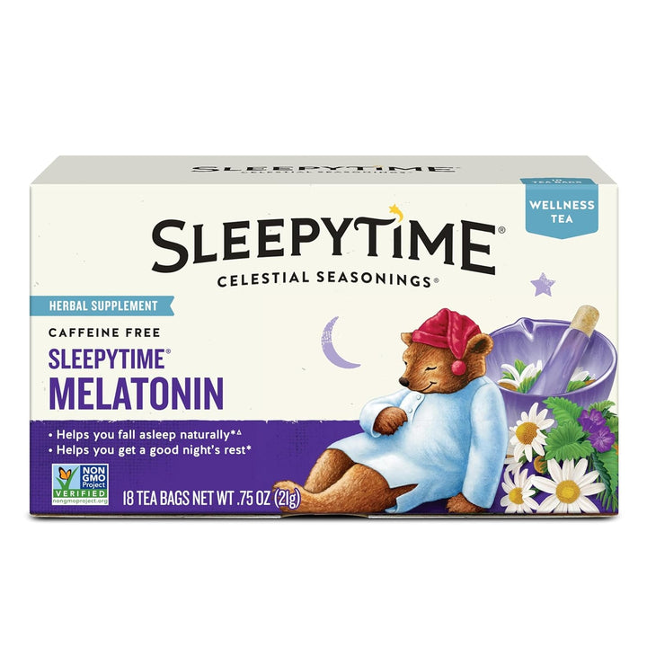 Sleepytime Wellness Tea plus Melatonin, Caffeine Free, 18 Tea Bags Box Tea USA Naty Shop Sleepytime Melatonin 18 Count (Pack Of 1)