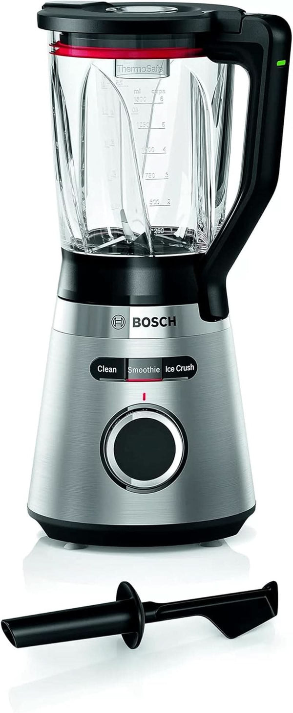 Bosch Standmixer Vitapower Serie 4 MMB6382M, Edelstahl-Klingen Made in Germany, 1,5L Thermosafe Glasbehälter, Stopfer, Sicherheitsdeckel, Spülmaschinengeeignete Teile, 30,000 U/Min, 1200 W, Edelstahl