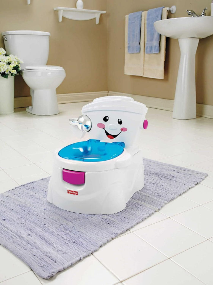 Fisher-Price Meine Erste Toilette, Baby Töpfchen, Mit Musik & Lustigen Sätzen, Tragbare Baby Toilette, Abnehmbarer Toilettenaufsatz, Deutsche Version, Ab 1 Jahr, P4326