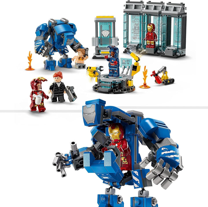 LEGO Marvel Laboratorul lui Iron Man: Sala armurii - jucărie de supererou cu o figură Mech, 5 minifigurine, inclusiv Aldrich Killian - cadou Avengers pentru băieți și fete cu vârsta de 8+ 76315