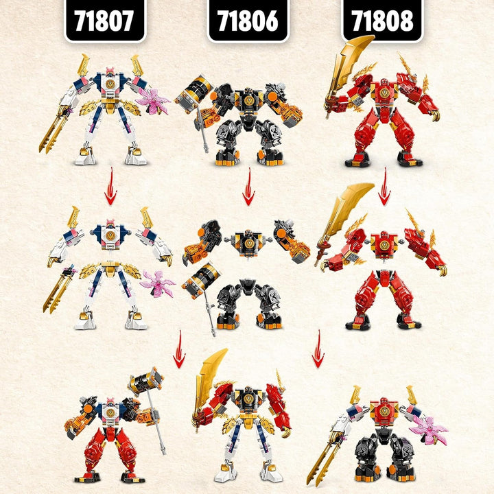 LEGO NINJAGO Mech-ul tehnologic al lui Sora, jucărie cu figurine de acțiune pentru copii, set ninja cu figurine, inclusiv Sora, mech pentru personalizare, cadou pentru băieți și fete cu vârsta de 7+ 71807