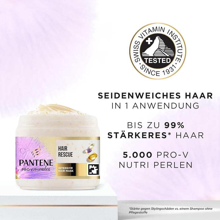 Pantene Pro-V Silky & Glowing Hair Rescue mască intensivă de păr cu Biotină și Keratin Reconstruct 300ml. Ajută la repararea părului uscat, deteriorat sau evidențiat Masca de par Naty Shop