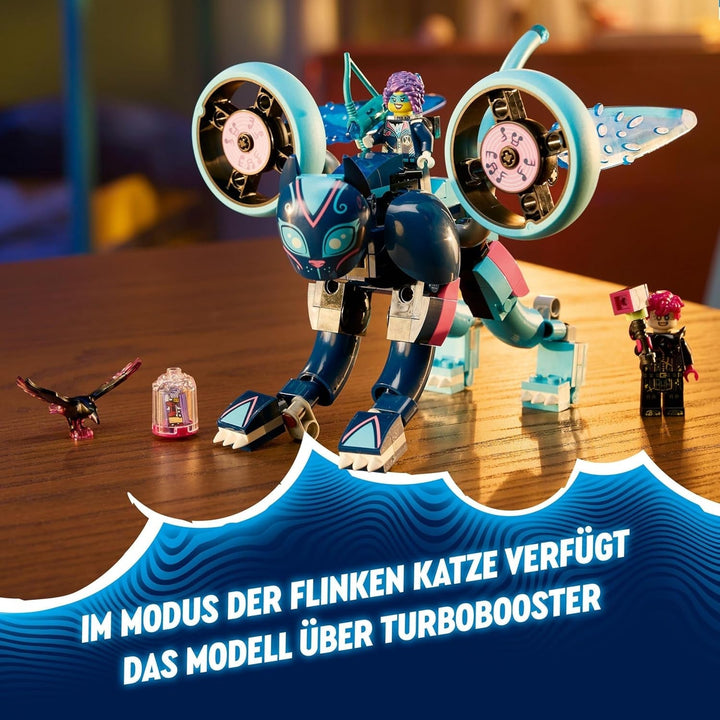Motocicleta pisicii lui Zoey LEGO Dreamzzz 2 în 1, cadou pentru copii cu vârsta peste 7 ani, figurină de animale de reconstruit, motocicletă de jucărie, set de joacă fantezie pentru băieți și fete 71479