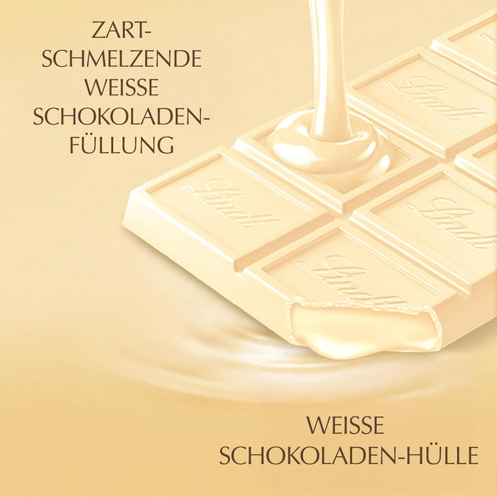 Lindt Schokolade LINDOR Weiß | 150G Tafel | Weiße Schokolade Mit Einer Unendlich Zartschmelzenden Füllung | Schokoladengeschenk | 75 Jahre