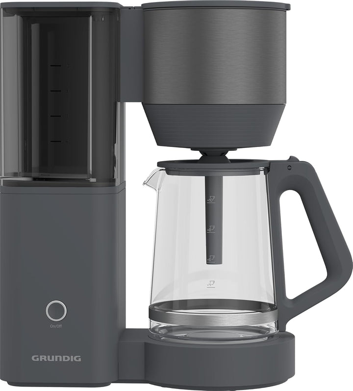 GRUNDIG KM 7340 Cafetieră cu filtru, putere 1.150 W, funcție de oprire a picurării, funcție de aromă, oprire automată, filtru permanent, 1,25 litri, ulcior din sticlă cu 10 cești, Inox închis