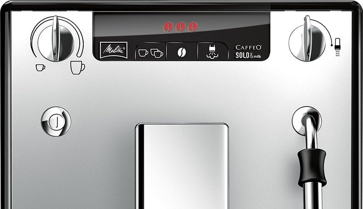 Melitta Solo & Milk - Mașină de cafea Slim cu spumă de lapte, mașină de cafea cu rezervor de apă detașabil, de exemplu, pentru cafea sau cappuccino, argintiu