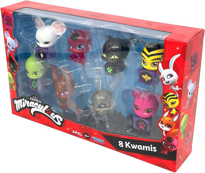 Bandai - Miraculous - Pachet de 8 Kwamis - Colecția de mini figurine Miraculous - Joc Miraculous Box Set de 8 Kwamis - Little Sweet Miraculous Ladybug Figures - Jucării de la 4 ani - P50532