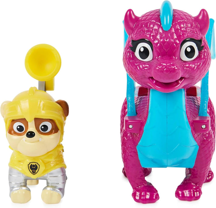 Paw Patrol, Rescue Knights Rubble și Dragon Blizzie set de figurine de acțiune, jucărie potrivită pentru copii cu vârsta de 3 ani și peste