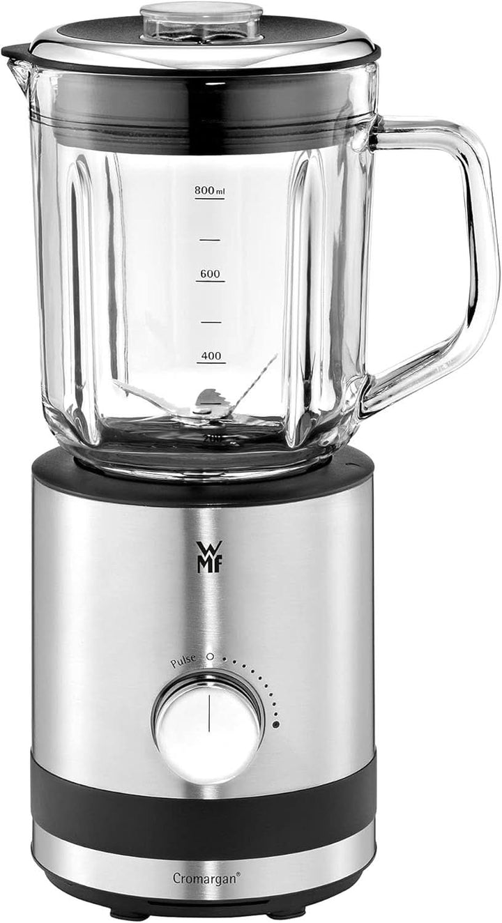 WMF Küchenminis Kompaktmixer, Mini Standmixer, 400 Watt, Standmixer Klein, Glasbehälter 0,8 L, Pulsstufe, Cromargan Matt